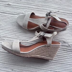 Lucky Brand Linen Espadrille Wedge Sandals Ankle Strap 11